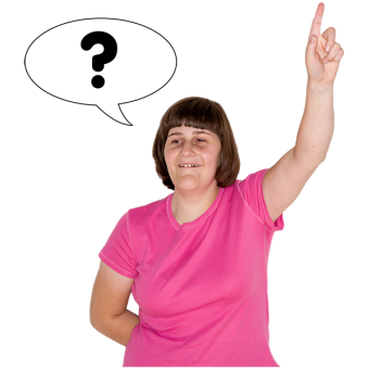 Person with raised hand asking question