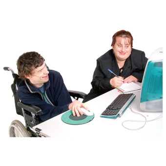 Person being supported to use computer