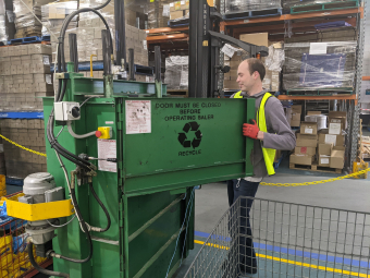 Ben at cardboard machine