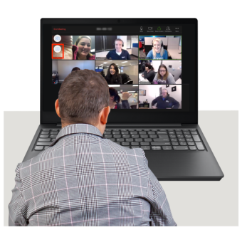 Man using laptop for online meeting