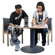 Two people doing an interview