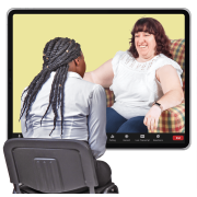 Two people meeting over a teleconference