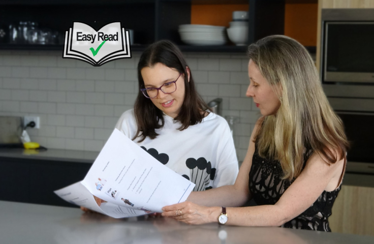 Tahli and Claire look at our easy read information on advance care planning